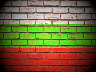 Old brick wall Bulgaria flag