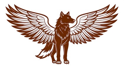 Wolf with wings, stylized design