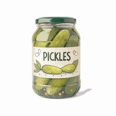 Freshly canned homemade pickles in a glass jar, ready to enjoy the tangy goodness of summer's bounty, perfect for food blogs and culinary projects