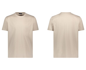 Blank t shirt front and back mockup, plain cotton short sleeve mock-up, isolated on white...