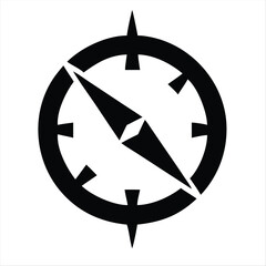 Clean Vector Silhouette of a Navigation Compass Icon, Dark Blue on White background