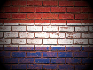 Old brick wall Netherlands flag