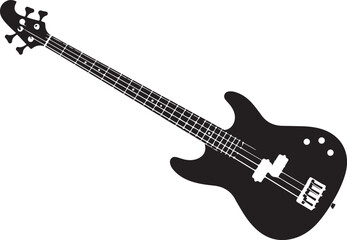 Obraz premium Elegant Black and White Bass Guitar Illustration Musical Instrument for Concerts and Music Performances Creative Design and Artistic Rendition