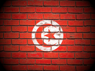 Old brick wall Tunisia flag