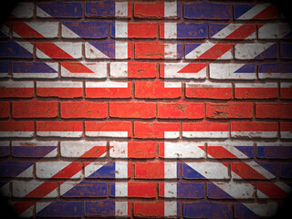 Old brick wall UK flag