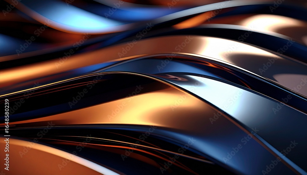 Poster abstract metallic waves flow gracefully with gleaming surfaces, creating a mesmerizing dance of ligh