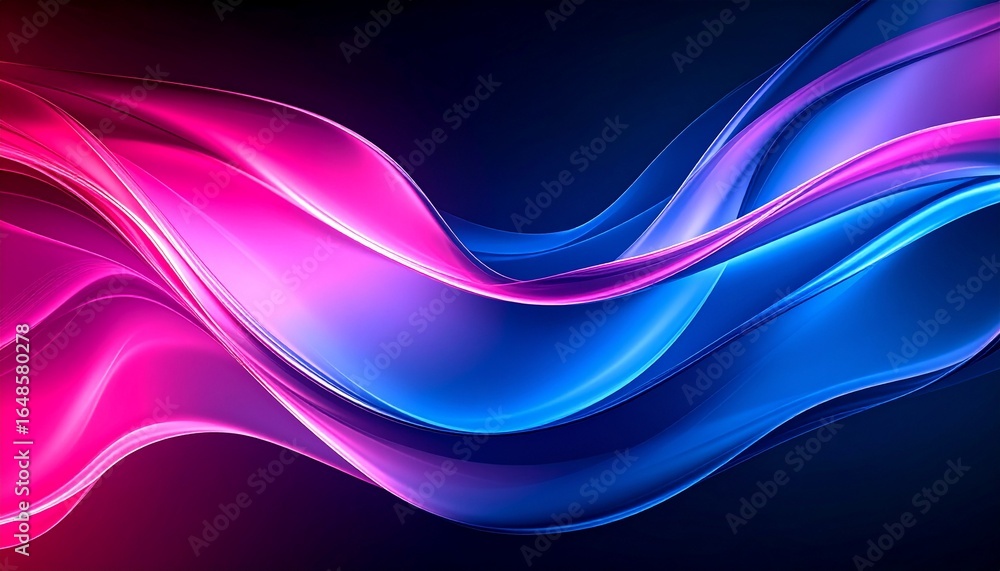 Aufkleber an abstract dynamic artwork showcases a mesmerizing interplay of fluid pink and blue light waves, cr