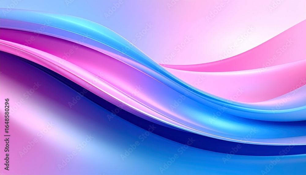 Poster an abstract background featu dynamic curves and gradients of vibrant blue, pink, and purple hues cre