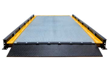 Heavy-duty mobile loading dock ramp for warehouse logistics isolated with transparent background