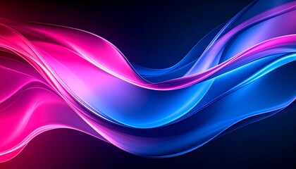 Fototapeta premium An abstract dynamic artwork showcases a mesmerizing interplay of fluid pink and blue light waves, creating a vibrant and eye-catching design on a dark backdrop.