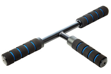 T-shaped push-up bar with foam handles for home gym fitness isolated with transparent background