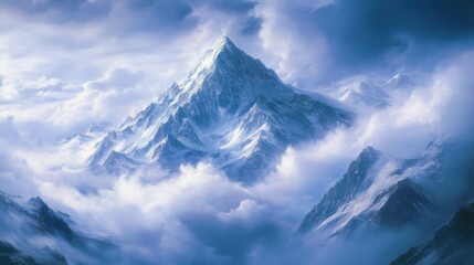 mountain peak partially obscured by clouds