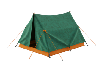 Compact Camping Tent Set Up with Guy Lines and Stakes on Black Background