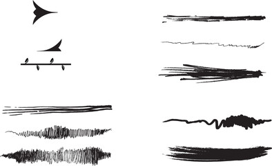 Creative Brush Strokes and Line Art: A collection of dynamic brush strokes and lines, creating a range of textures and effects for graphic design projects.