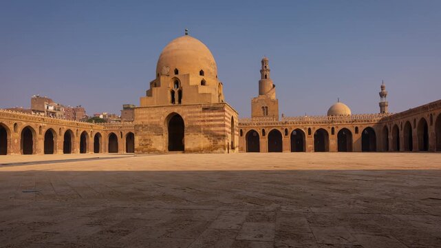 The famous Ibn Tulun Mosque in Cairo, Egypt. Built around 876 and the oldest mosque in Egypt