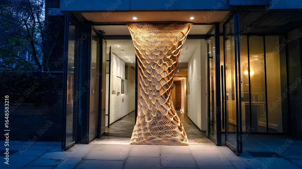 Poster artistic architectural entrance: a captivating perspective of a modern building entrance featuring a