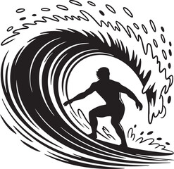 Surfing Vector Graphic Ocean Wave Rider Sport Activity Icon