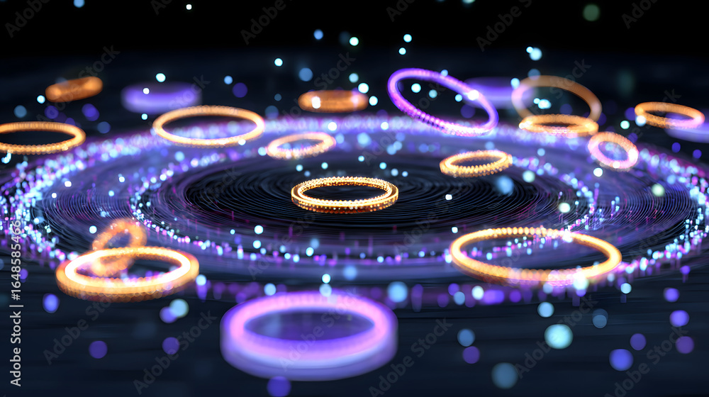 Poster abstract digital ring: a captivating digital artwork unveils a mesmerizing cosmic display of interco