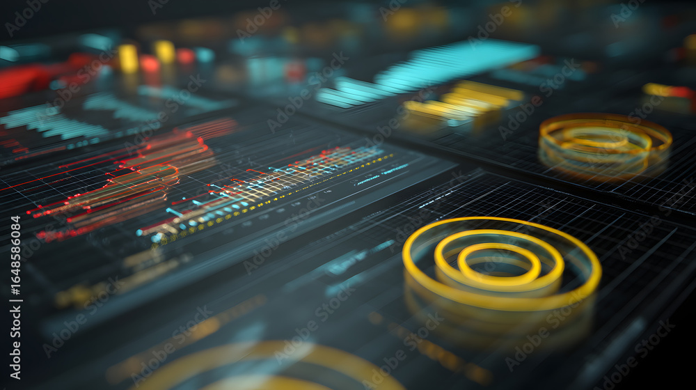 Poster digital data analysis: dive into the realm of technology with this captivating image of a futuristic