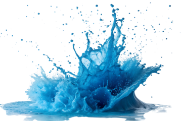 Splash of blue paint is on the ground