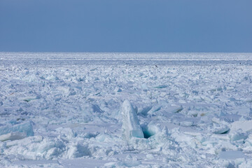 Sea of Okhotsk filled with drift ice