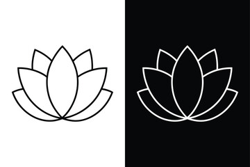 Fototapeta premium Flat Style Lotus Abstract Floral Icon in Continuous Line Art