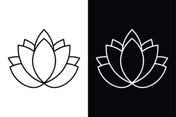 Elegant Lotus Flower Outline. Asian Style Minimal Line Design