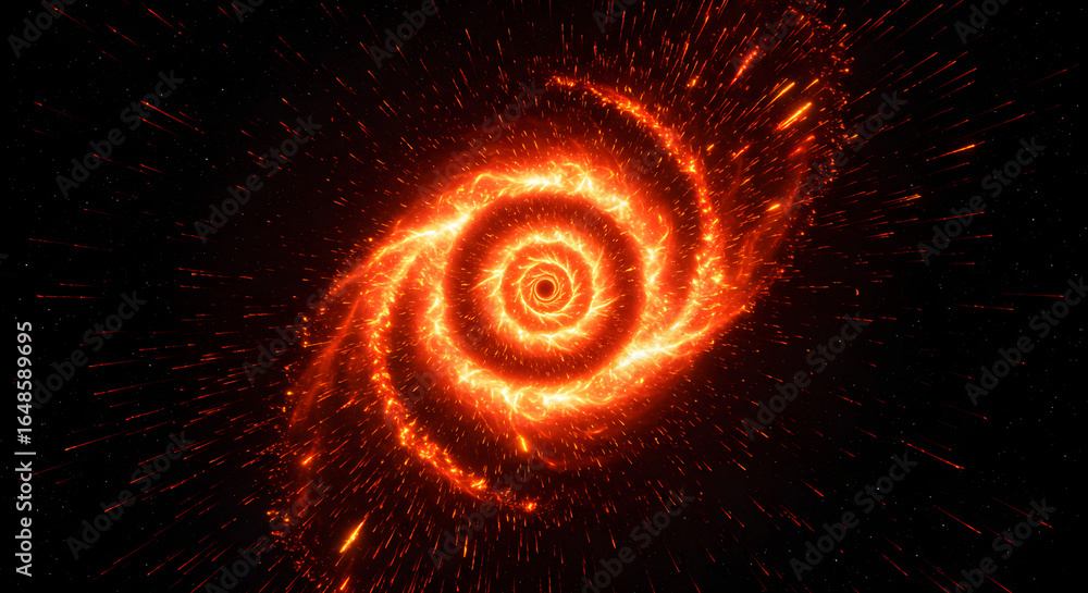 Poster fiery cosmic vortex: a stunning representation of energy and motion within the universe's vast expan
