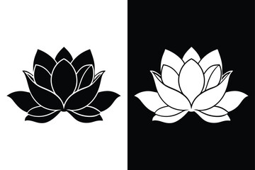 Elegant Magnolia Flower Bold Black Silhouette Design