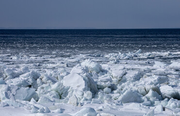 Sea of Okhotsk, where drift ice surges over