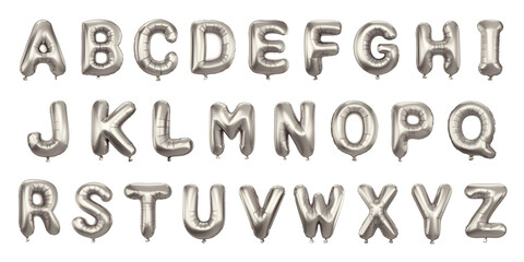 Silver Letter Balloons A-Z - Complete Alphabet Set