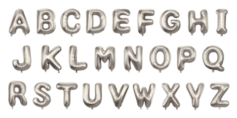 Silver Letter Balloons A-Z - Complete Alphabet Set