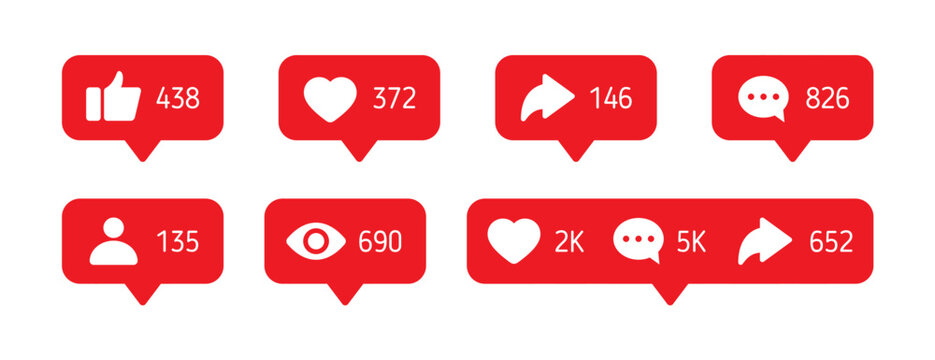 social media notification icon vector	