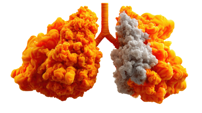 Lung Cancer depiction: A stark depiction of lung cancer reveals the intricate internal structure of the lungs, providing a visual narrative of the disease's impact.