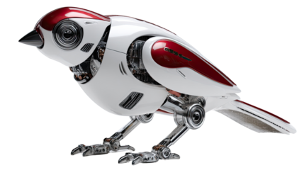 Cybernetic Bird: A captivating representation of future innovation and technological advancement, this image shows a meticulously designed robotic bird.