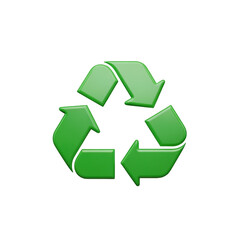 Obraz premium A stylized green recycling symbol stands out against a clean, fully transparent background.