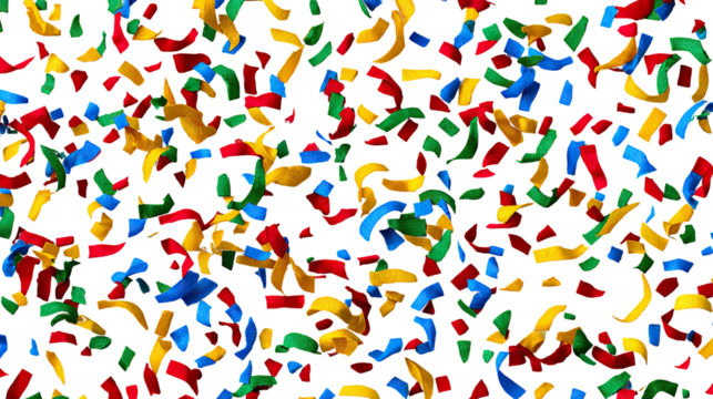 Confetti of Celebration: A vibrant display of colorful confetti showers, signifying celebration, joy, and a festive atmosphere.