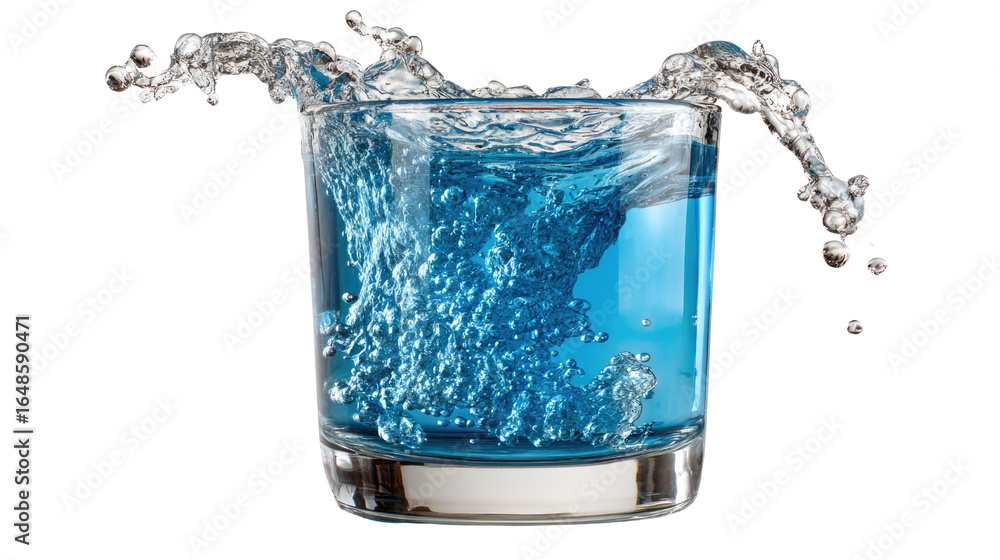 Poster refreshing water: a close-up captures the dynamic moment of clear water splashing dramatically out o