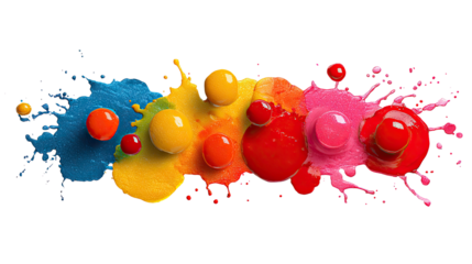 Vibrant Splatter Art: A kaleidoscopic array of colorful paint splashes and drops create a dynamic and energetic visual spectacle, bursting with creativity and artistic flair.