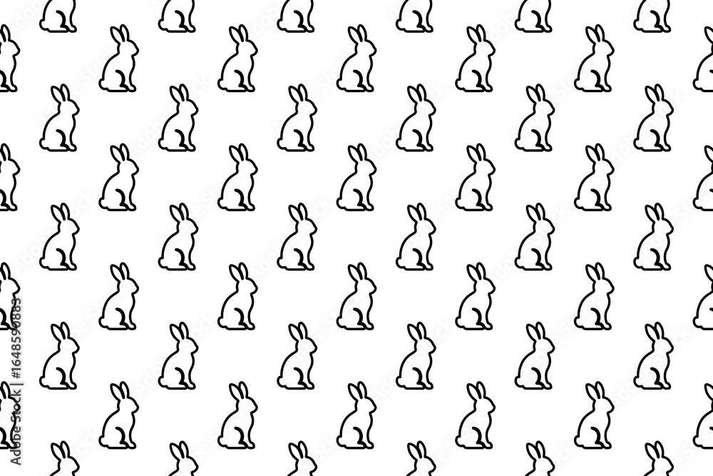 Poster seamless pattern completely filled with outlines of rabbit symbols. elements are evenly spaced. illu