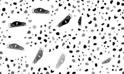 Abstract seamless pattern with electric car symbols. Creative leopard backdrop. Illustration on transparent background