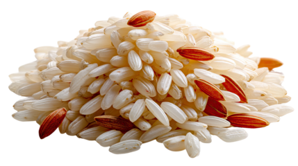 Pile of Mixed Rice: A close-up shot of a delicious mixture of white and brown rice grains, perfect for culinary applications and a healthy lifestyle.