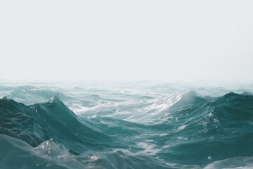 Vast, undulating ocean waves stretching to a hazy horizon