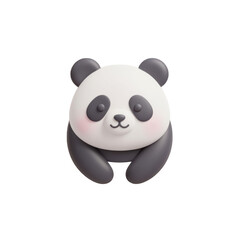 Obraz premium Cute stylized panda bear levitates on a transparent backdrop in a charming digital art style.
