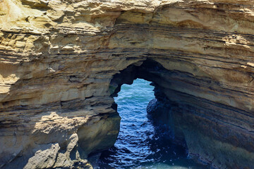 Arch rock formation at La Jolla cove in California.
