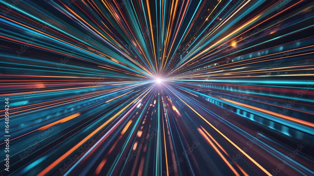 Aufkleber abstract image of glowing lines radiating from a central point, creating a sense of speed and motion