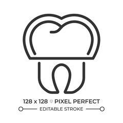 Dental aligners pixel perfect line icon. Cosmetic dentistry, teeth whitening. Smile correction, healthcare. Isolated vector illustration. Outline symbol. Simple linear drawing. Editable stroke