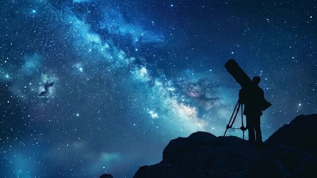 Astronomer looking through large telescope at night 4K Videos