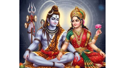 Fototapeta premium Shiva and Parvati: Divine Couple of Hinduism