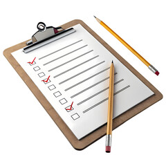 Checklist on Clipboard with Pencils